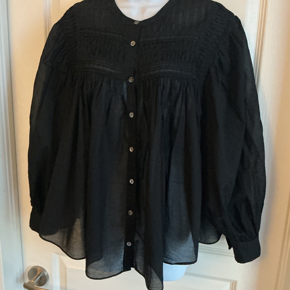 Banana republic black cotton blouse size medium